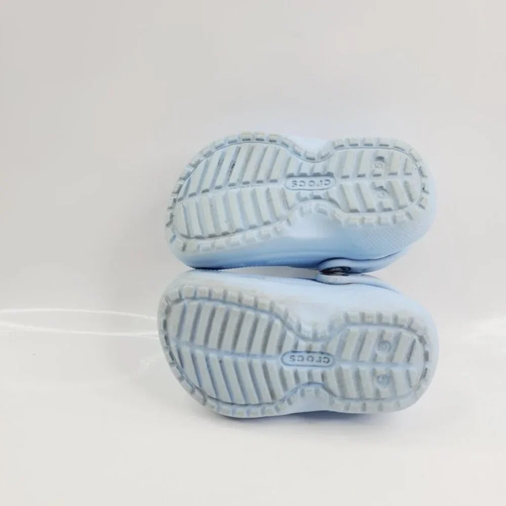 Crocs Girl's Pastel Blue Classic Lined Adjustable Slip-On‎ Casual Clogs Size 5